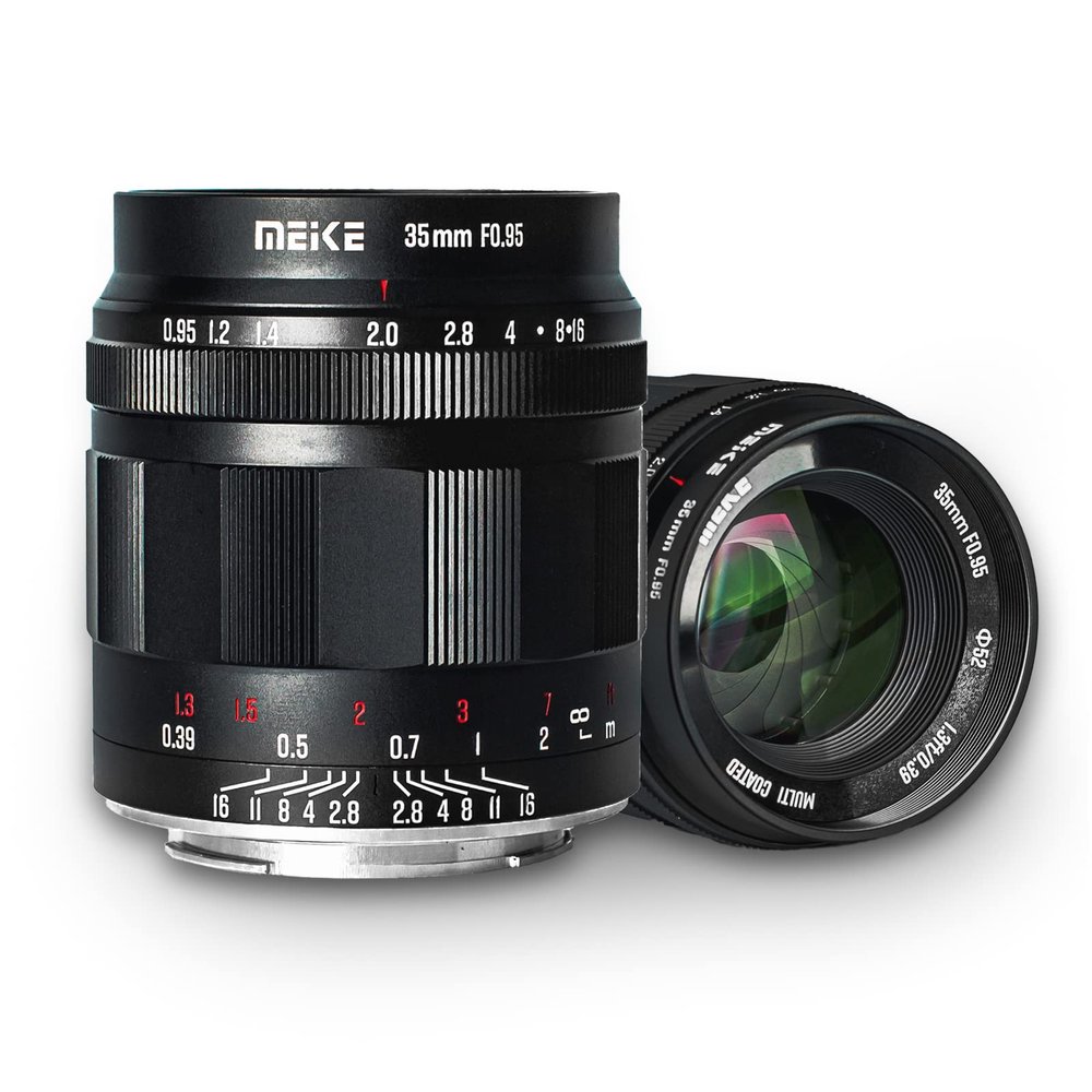 Meike 35mm f0.95 Large Aperture Manual Focus Prime Fixed Lens APS-C Compatible with Sony E-Mount Mirrorless Cameras ZV-E10 ZVE10 II A5000 A5100 A6000 A6100 A6300 A6400 A6500 A6600 NEX 5R NEX 6 7