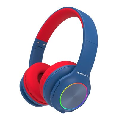 PowerLocus PLED Kids Bluetooth Headphones, Kids Wireless Headphones with LED Lights, 74/85/94dB Safe Volume, Micro SD, AUX Cable, Hi-Fi Stereo, Built-in Mic Over Ear Kid Headphone for Travel/Tablet/PC