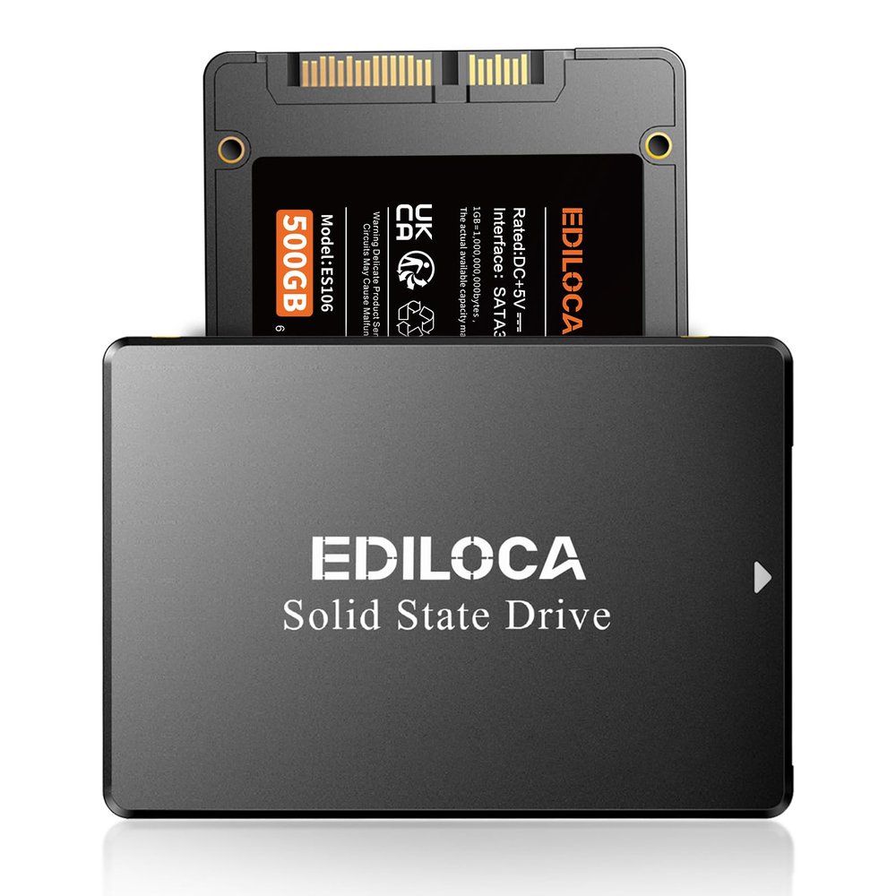 Ediloca 500GB SSD Internal Solid State Drive 2.5" SATA III 6Gb/s, 540MB/s Read Speed 3D TLC NAND, 500GB SATA SSD PC/Laptop Upgrade, Shock-Resistant & Drop-Proof(ES106)
