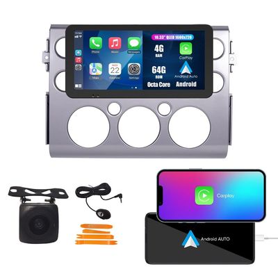 Kunfine Car CarPlay Android Auto Navigation Stereo GPS Radio Reverse Camera Display 10.33" QLED Touchscreen Headunit Tablet Pad Media Player For Toyota FJ Cruiser 07-14, if Applicable Octa Core 4G+64G
