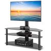TAVR Furniture Swivel Floor TV Stand with Table for 32-70 Inch TVs, Universal Height Adjustable TV Floor Stand with Large Storage Shelves, Strong Corner TV Stand Mount Holds up to 88lbs, Black view 1