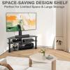 TAVR Furniture Swivel Floor TV Stand with Table for 32-70 Inch TVs, Universal Height Adjustable TV Floor Stand with Large Storage Shelves, Strong Corner TV Stand Mount Holds up to 88lbs, Black view 3