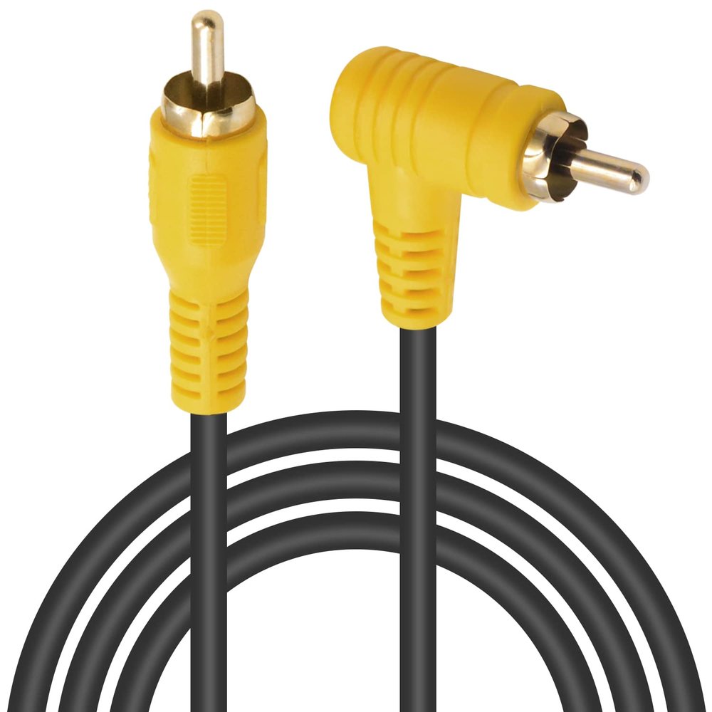 Duttek 5ft/1.5M Right Angle RCA Cable, 90 Degree Male to Male Stereo with 4K Gold-Plated Port for Amplifiers, Home Theater, HDTV, Home Stereo and DVD