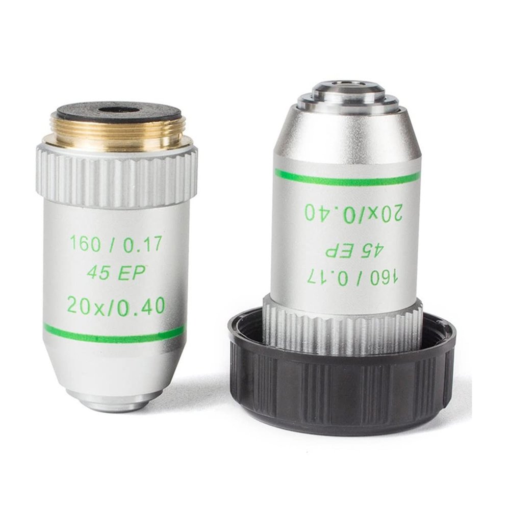 Microscope Kit Semi Plan Achromatic Objective Lens 4X 10X 40X 100X 160/0.17 for Biological Microscope Microscope Lens Adapters (Warna : 20X)