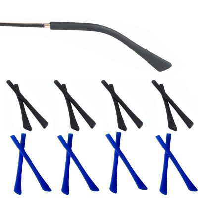 OPUGIT 8 Pairs Eyeglass Replacement Temples, Silicone Eyeglass End Tips Ear Sock Pieces Tube Sleeve for Thin Metal Eyeglass Legs,Black/Blue