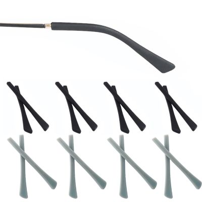 OPUGIT 8 Pairs Eyeglass Replacement Temples, Silicone Eyeglass End Tips Ear Sock Pieces Tube Sleeve for Thin Metal Eyeglass Legs,Black/Grey