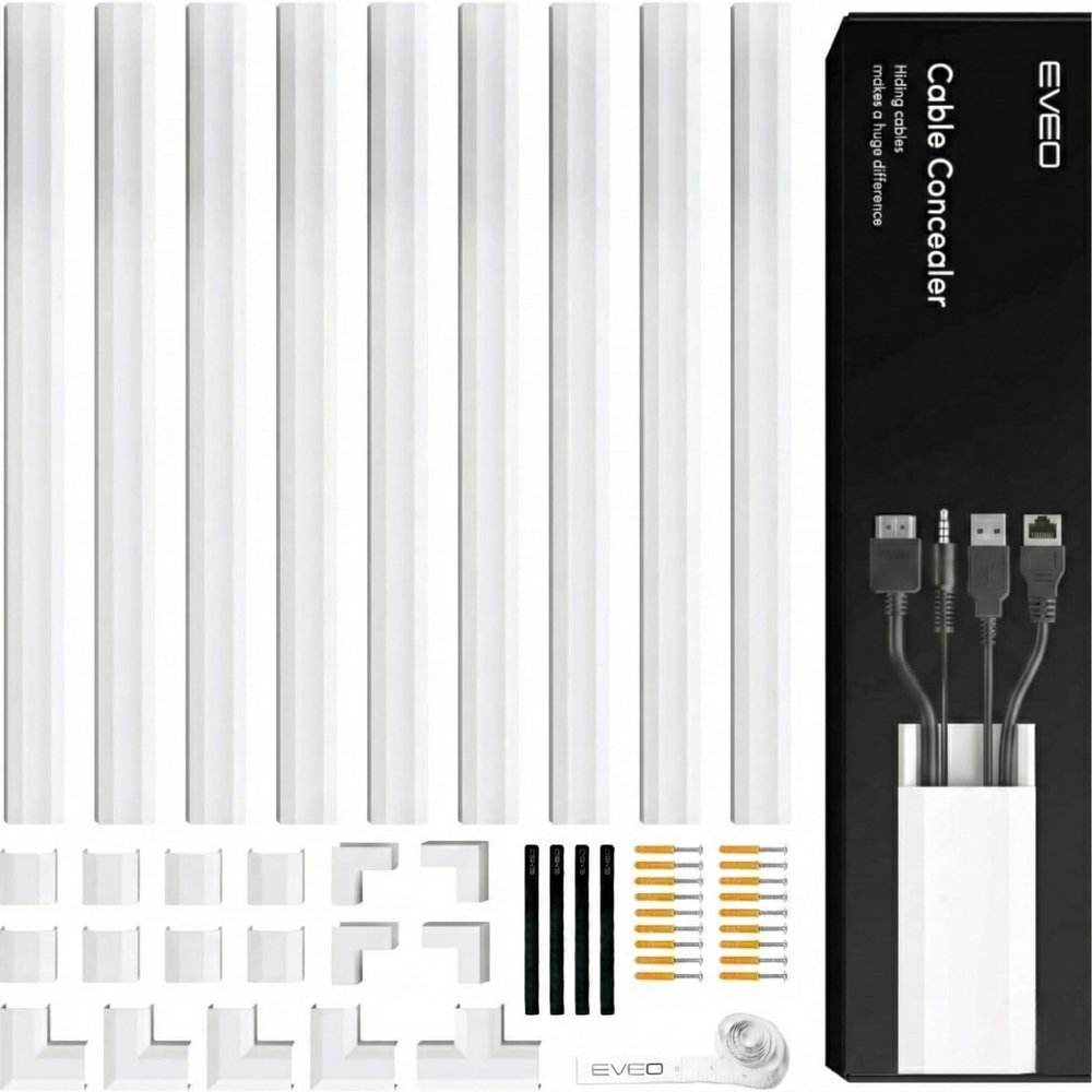 Cord Covers for Wires on Wall - 150in Cable Management Cable Hider - Cord Hiders for TV On Wall - Paintable Cable Concealer - Wire Covers for Cords - 10X (L16 x W1.1 x H0.55) - Large | White