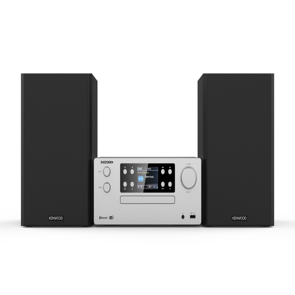 Kenwood M-925DAB-S - Micro Hi-Fi system with DAB+, CD, USB, Bluetooth, 2 x 50 watt RMS and TFT display; frosted aluminium