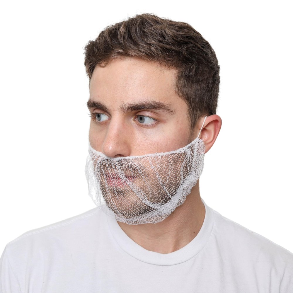 SAFEKO Disposable Honeycomb Nylon Beard Nets | Breathable, Durable | 1,000 Count [WHITE | 18"]