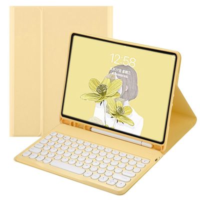 HENGHUI Keyboard Case for iPad 11th Gen (A16,11 inch) 2025/ iPad 10th Generation 10.9" 2022 Case with Cute Round Key Detachable BT Color Keyboard Cover (Yellow)