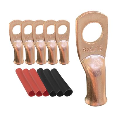 20pcs 8 AWG-5/16 Ring Battery Lugs, Copper Lugs, Battery Cable Ends, Tubular Ring Terminals, Crimp Wire Ring Lugs, Battery Terminal Connectors with Heat Shrink Tubing (20, 8 Awg - 5/16" (M8) Ring)