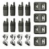 BTECH FRS-B1 8 Pack FRS Business, Adult Walkie Talkies, NOAA, High Output Two-Way Radio. Full Kit with Earpiece Kit, Holsters, Desktop Charger, Built in Flashlight, NOAA, and More view 1