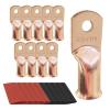 10pcs 2/0 AWG-1/4 Ring Battery Lugs, Copper Lugs, Battery Cable Ends, Tubular Ring Terminals, Crimp Wire Ring Lugs, Battery Terminal Connectors with Heat Shrink Tubing (10, 2/0 Awg - 1/4" (M6) Ring) view 1