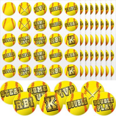 Jecery 200 Pcs Baseball Softball Helmet Decal, Yellow, Letter Style