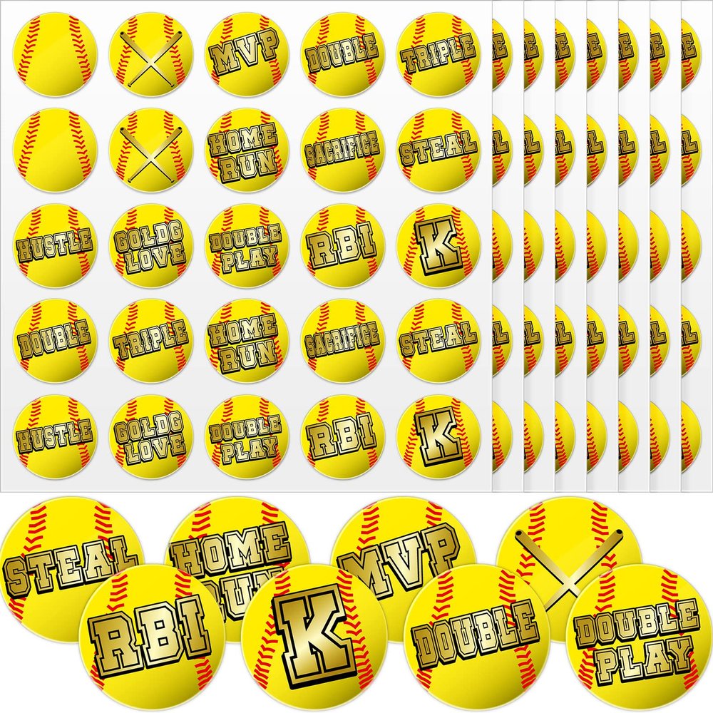 Jecery 200 Pcs Baseball Softball Helmet Decal, Yellow, Letter Style