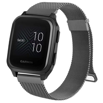 Wanme Metal Bands for Garmin Venu 2 Plus,Venu Sq,Venu,Vivoactive 3 Watch Band Women Men, Forerunner 645,245 Music Smart Watch (Space Gray)