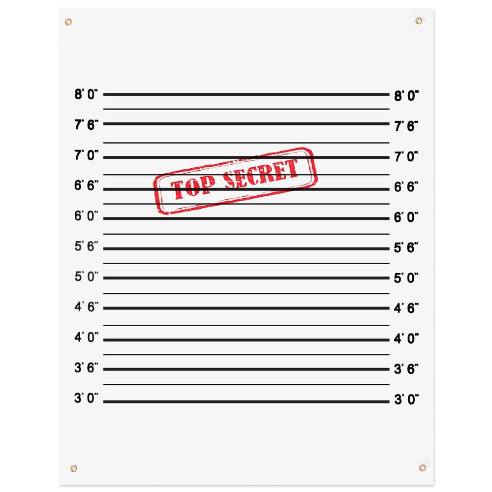 35.4 x 47.2In Secret Agent Mugshot Backdrop Murder Mystery Party Decorations Mugshot Board Top Secret Party Supplies Mystery Party Decorations for Birthday Game Prop Photography Spy Themed Party