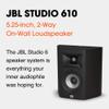 JBL Studio 610, Dark Wood - High-Performance, On-Wall Loudspeaker - with 5.25 PolyPlas Cone Woofer & 2414H-1 Compression Driver - Elegant Design with Magnetic Grille view 2
