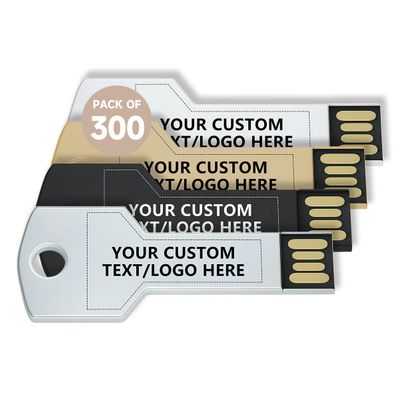 Paintechz Custom Key USB Flash Drives 300 Pack, Personalized Logo Bulk - as Corporate Gifts and Promotional Giveaways - 512MB