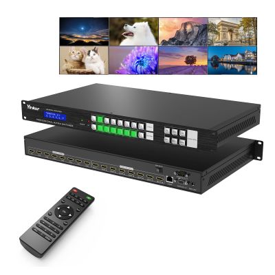 Yinker 8x8 HDMI Matrix 4K, 8 in 8 Out HDMI Matrix Switcher & Splitter Rackmountable, Supports 4K@30Hz EDID HDCP, Backlit Arcylic Button/IR/RS232/LAN