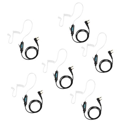 SAMCOM Walkie Talkies Earpiece with Mic PTT 2 Pin Transparent Acoustic Tube K Head Headset Surveillance Covert Air Tube Ear Piece Compatible Radios, 6 Packs