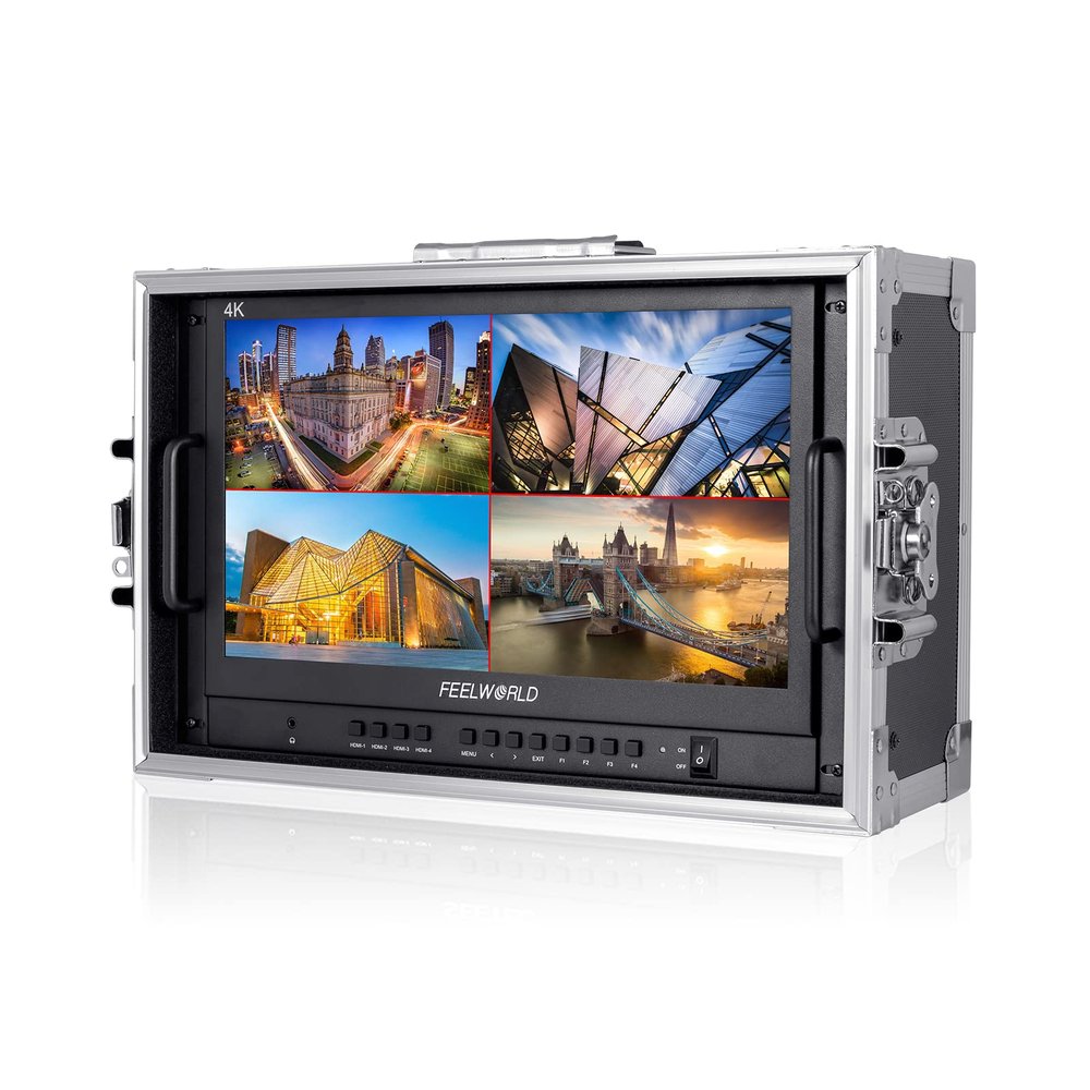 FEELWORLD ATEM156-CO 15.6 Inch Portable Broadcast Direction Monitor 1920 x 1080 Full HD Live Streaming Camera Monitor with 4 HDMI Output Inputs for Breath Mini Video Switcher Mixer