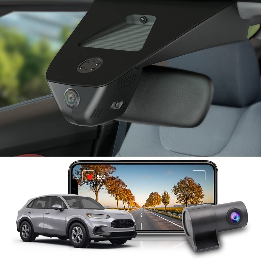 Fitcamx Front 2K+Rear 1080P Dash Cam Adapts for Honda HR-V 2023-2026 Sport LX EX-L (Gen3), OEM Look, Dual HD Video, Built-in WiFi & APP, Loop Recording, G-Sensor, Night Vision, Easy to Set, 64GB Card