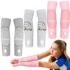 Yinder 3 Pairs Sports Volleyball Arm Sleeves for Youth Volleyball Wrist Guard Protection Pads and Thumbhole(S-10inch Length,Gray, White, Pink) view 1