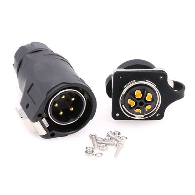 XHE28 5Pin Square Panel Mount Connector Plug Socket Waterproof IP67 LED Light Power Cable Wire Connector Aviation Medical Power Cable Industrial Equipment Connector (5Pin)