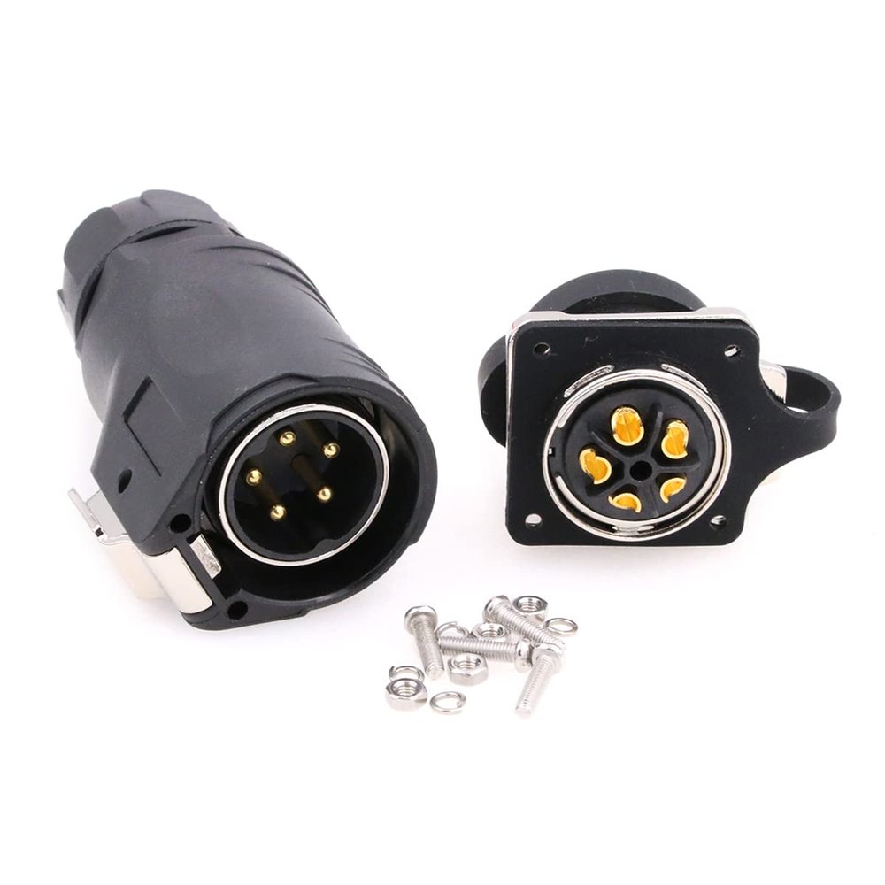 XHE28 5Pin Square Panel Mount Connector Plug Socket Waterproof IP67 LED Light Power Cable Wire Connector Aviation Medical Power Cable Industrial Equipment Connector (5Pin)