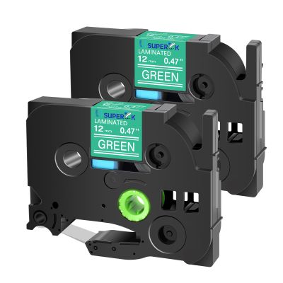 USUPERINK 2PK Compatible for Brother P-Touch Label Maker Tape TZe-735 TZ-735 TZe735 TZ735 White on Green 12mm 1/2 inch 0.47'' x 26.2ft Laminated TZe TZ Label Tape for PT-D200 PT-D200G D210 1090