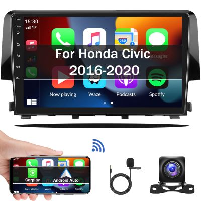 Android 13 Car Stereo Radio for Honda Civic 2016 2017 2018 2019 2020 with Wireless CarPlay Android Auto 1G+32G 9 Inch Touchscreen Bluetooth GPS Navigation WiFi HiFi FM Backup Camera MIC