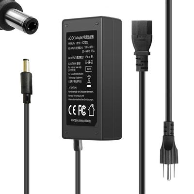 12V 5A DC Regulated Power Supply, AC 100-240V 50-60Hz to DC 12 Volts 5Amp, Power Adapter Cord Replacement with 5.5mm x 2.5mm Barrel Jack - Tip Center Positive