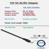 12V 5A DC Regulated Power Supply, AC 100-240V 50-60Hz to DC 12 Volts 5Amp, Power Adapter Cord Replacement with 5.5mm x 2.5mm Barrel Jack - Tip Center Positive view 2