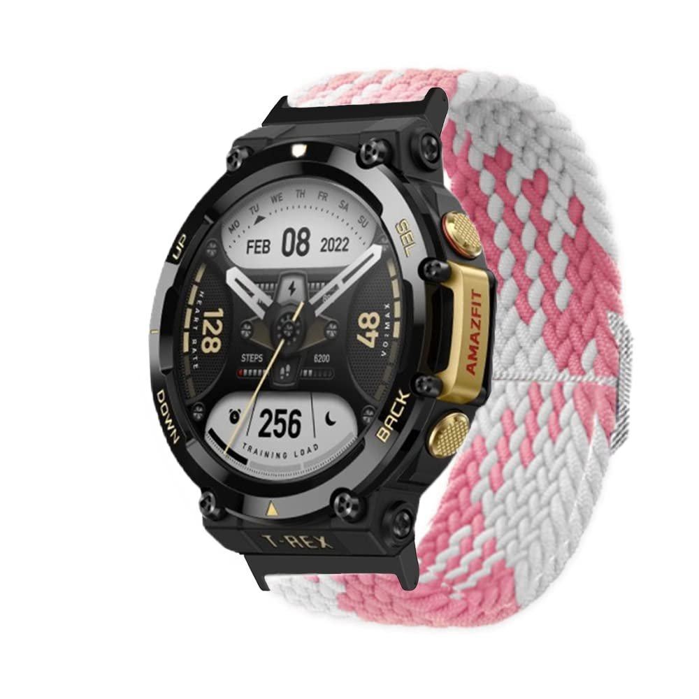 TryBest Sport Strap Compatible with Amazfit T-Rex 2,Replacement Soft Sport Stap Breathable Woven Stretch Elastics Wristband Adjustable 5.5-8.0 inch for Women Men