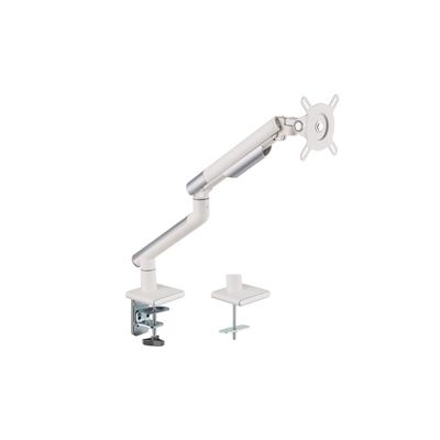 Amer Mounts - Single Monitor Clamp Grommet Mount with Articulating Arm [Arctic Edition] - Supports 17" - 32" Standard LCD Flat Screen Display - HYDRA1A