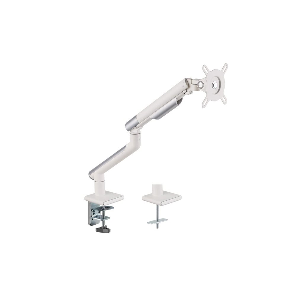 Amer Mounts - Single Monitor Clamp Grommet Mount with Articulating Arm [Arctic Edition] - Supports 17" - 32" Standard LCD Flat Screen Display - HYDRA1A