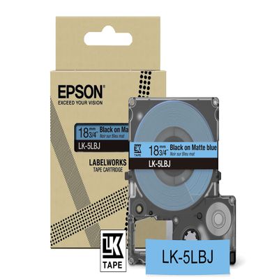 Epson LabelWorks[Matte Blue/Black 18mm LK-5LBJ] Tape Compatible with LW-C410 and LW-C616
