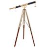 Navirock Brass & Leather Sailor Moon Telescope Shiny Nautical Vintage Wooden Tripod view 1