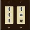 RiteAV 4 Port HDMI 1 Coax Cable TV- F-Type 1 Cat5E Ethernet Wall Plate - 2 Gang [Brown/Ivory] view 1