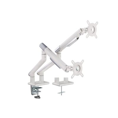 Amer Mounts - Dual Monitor Clamp Grommet Mount with Articulating Arms [Arctic Edition] - Supports 17" - 32" Standard LCD Flat Screen Display - HYDRA2A