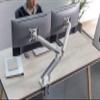 Amer Mounts - Dual Monitor Clamp Grommet Mount with Articulating Arms [Arctic Edition] - Supports 17" - 32" Standard LCD Flat Screen Display - HYDRA2A view 2