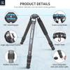 INNOREL 10-Layer Carbon Fiber Compact Tripod KT364C Professional 36mm Tube Heavy Duty Camera Stand for Digital DSLR Video Camcorder with 52mm Low Profile Panoramic Ballhead Center Column Load 30kg view 3