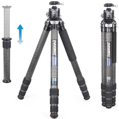 INNOREL 10-Layer Carbon Fiber Compact Tripod KT404C Professional 40mm Tube Heavy Duty Camera Stand for Digital DSLR Video Camcorder with 52mm Low Profile Panoramic Ballhead Center Column Load 30kg