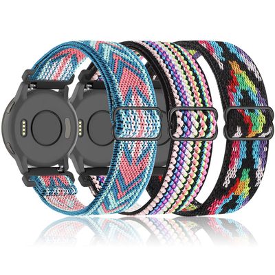 Bolesi 3 Pack 18mm Stretchy Nylon Watch Bands for Garmin Venu 2S/Venu 3S/Venu 4 41mm, Quick Release Wristband Loop Elastic Strap for Vivoactive 4S/ Vivomove 3S/Forerunner 265s/255s Men Women