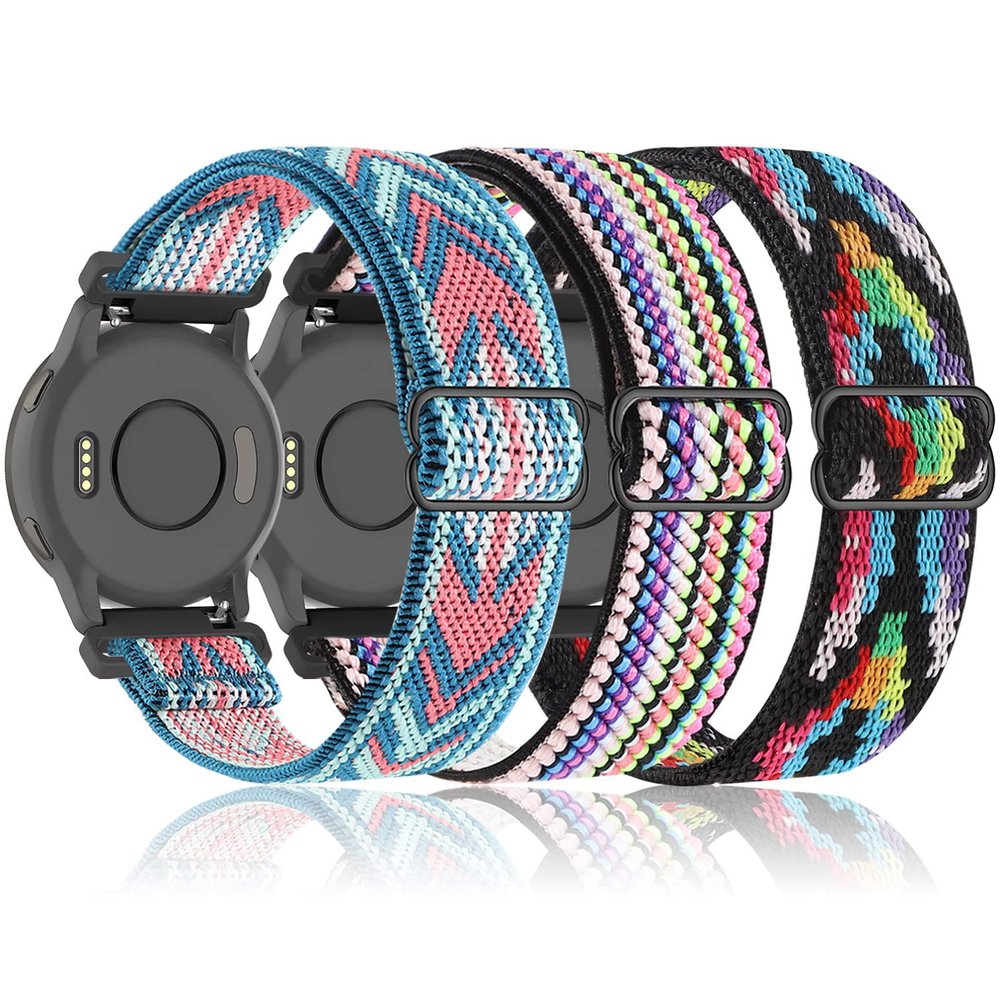 Bolesi 3 Pack 18mm Stretchy Nylon Watch Bands for Garmin Venu 2S/Venu 3S/Venu 4 41mm, Quick Release Wristband Loop Elastic Strap for Vivoactive 4S/ Vivomove 3S/Forerunner 265s/255s Men Women