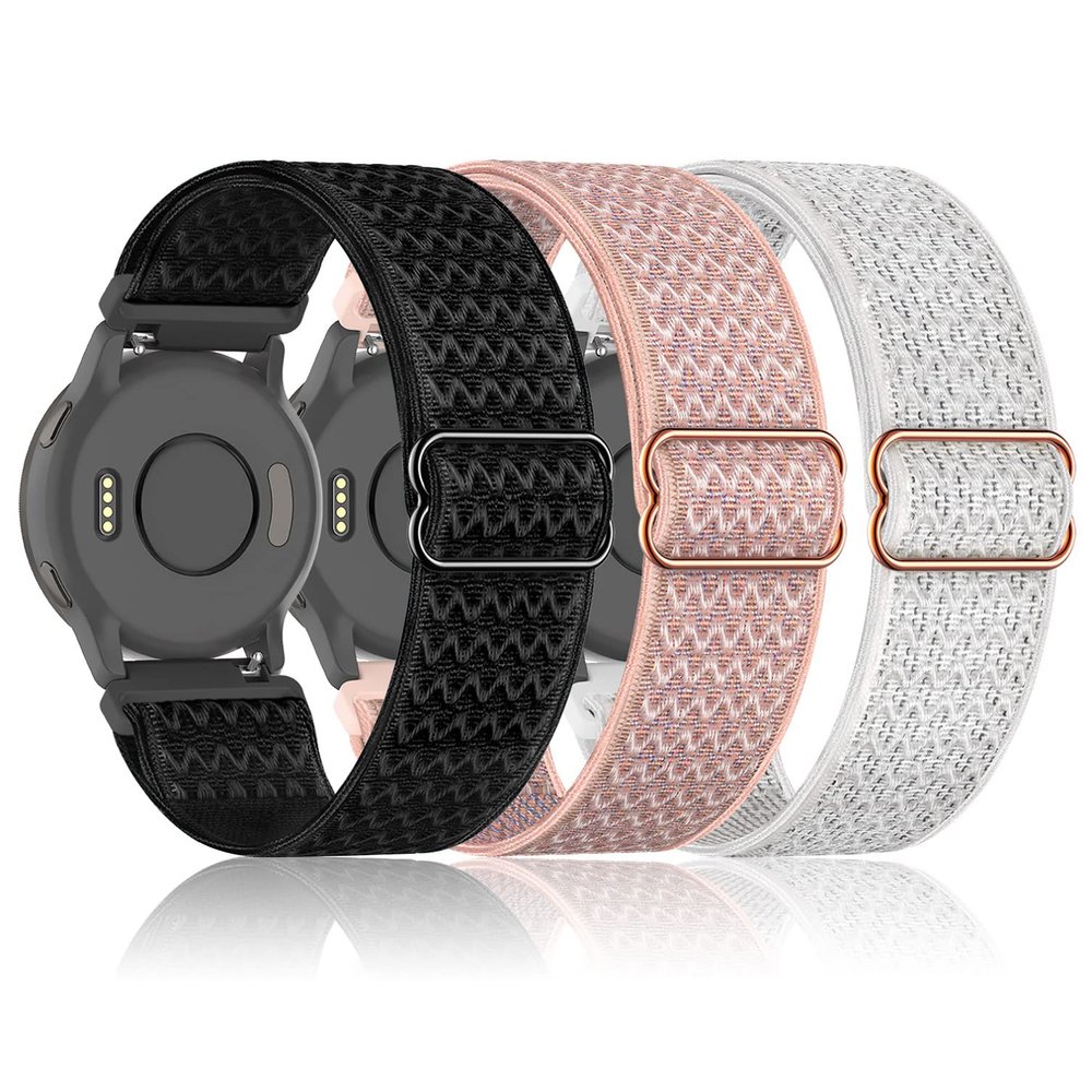 Bolesi 3 Pack 18mm Stretchy Nylon Watch Bands for Garmin Venu 2S/Venu 3S/Venu 4 41mm, Quick Release Wristband Loop Elastic Strap for Vivoactive 4S/ Vivomove 3S/Forerunner 265s/255s Men Women