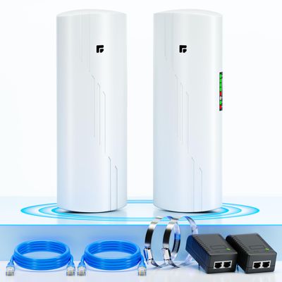 Wireless Bridge Point to Point Outdoor WiFi, Wireless Network Expansion Kit, Long Range High Speed 5G | 2 Units Bridge Kit Complete Pre-Configured - P2P Long Range (2Pack)