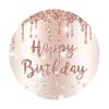 Yeele 6x6ft Rose Gold Happy Birthday Round Backdrop Dripping Glitter Shiny Diamonds Pink Photography Background for Women Sweet Girls Birthday Party Banner Cake Table Supplies Photo Studio Props view 3