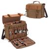LoDrid Portable Leather Waxed Vintage Bartender Bag for Bar Kits, Bag Only view 1